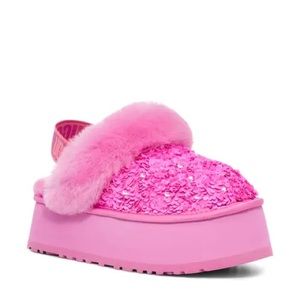 UGG Pink Funkette Chunky Sequin Platform Clog Slipper - Sz 8